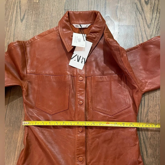NWT Zara Limited Edition Leather Shirt Dress Small - Picture 11 of 13